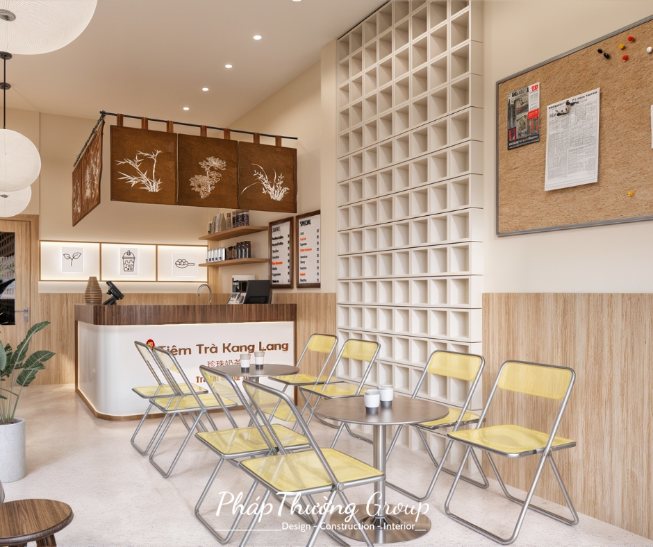 Thiết kế quán cafe, thiết kế quán trà sữa, quán cafe đẹp, quán trà sữa đẹp, pháp thường nhóm, phapthuonggroup