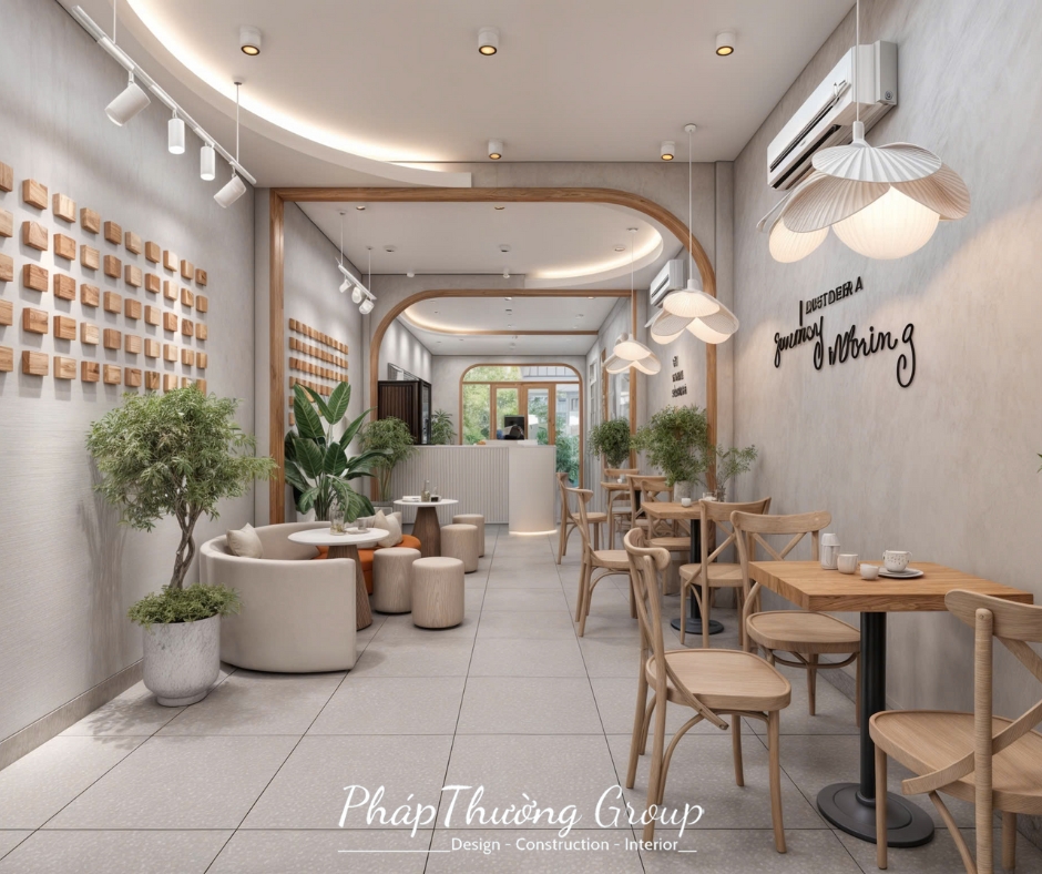 Thiết kế quán cafe, thiết kế quán trà sữa, quán cafe đẹp, quán trà sữa đẹp, pháp thường nhóm, phapthuonggroup