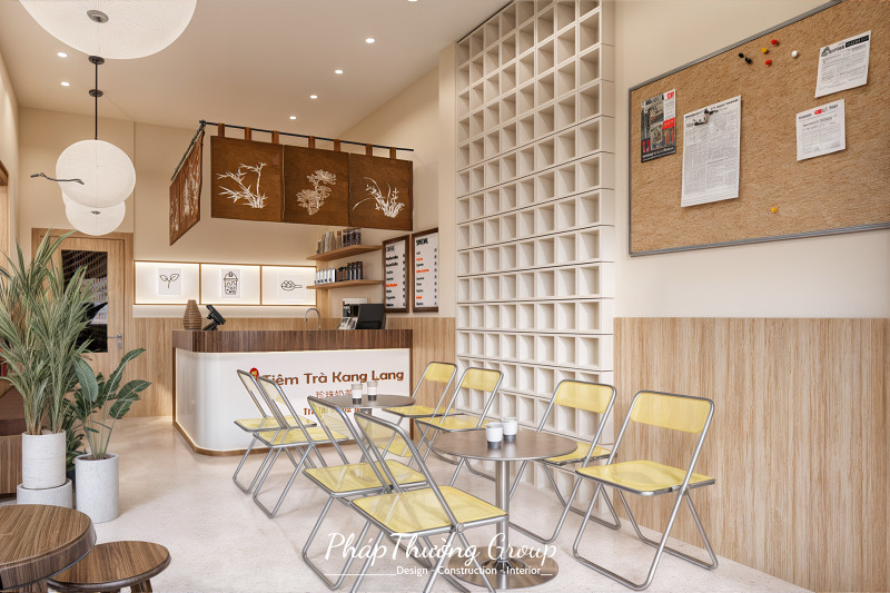 Thiết kế quán cafe, thiết kế quán trà sữa, quán cafe đẹp, quán trà sữa đẹp, pháp thường nhóm, phapthuonggroup