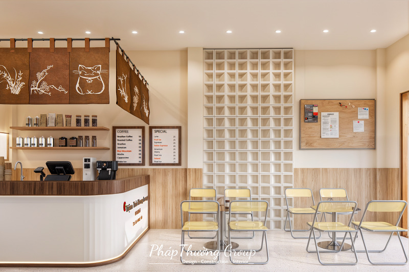 Thiết kế quán cafe, thiết kế quán trà sữa, quán cafe đẹp, quán trà sữa đẹp, pháp thường nhóm, phapthuonggroup