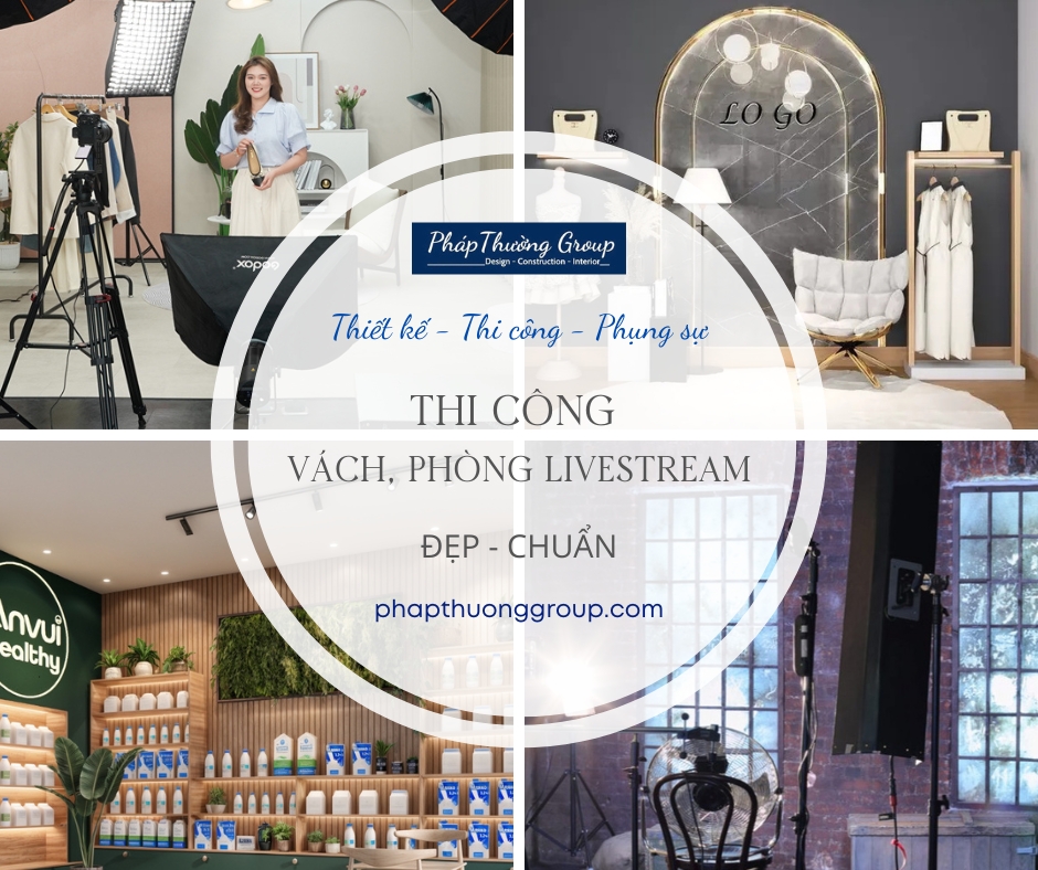 thi công vách livestream, thi công phòng livestream, pháp thường group, phapthuonggruop